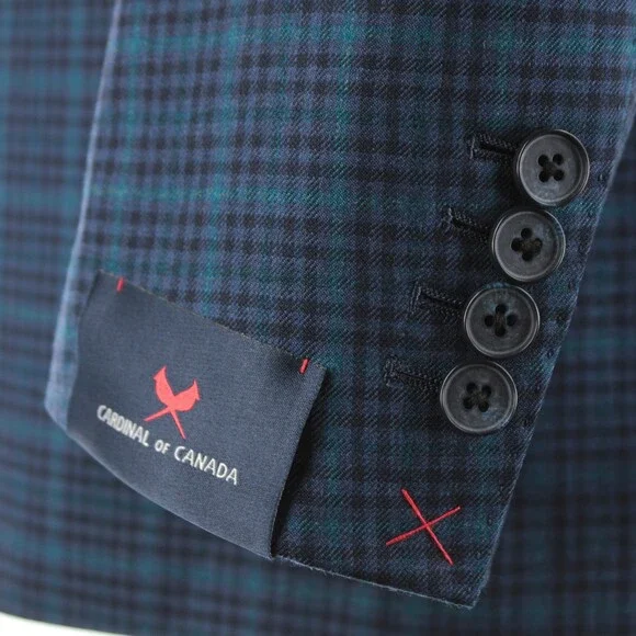 Cardinal of Canada NWT 100% Wool Sport Coat Size 42R US In Blues w/ Teal Plaid
